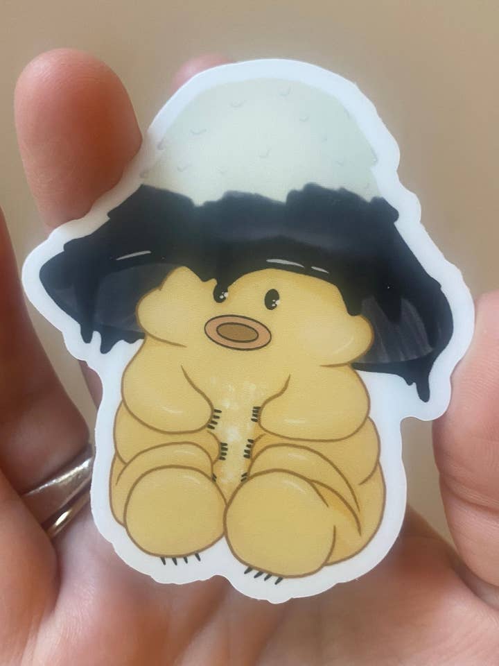 Mushroom Tardigrade Matte Waterproof Vinyl Sticker for wholesale by Moss and Piglets