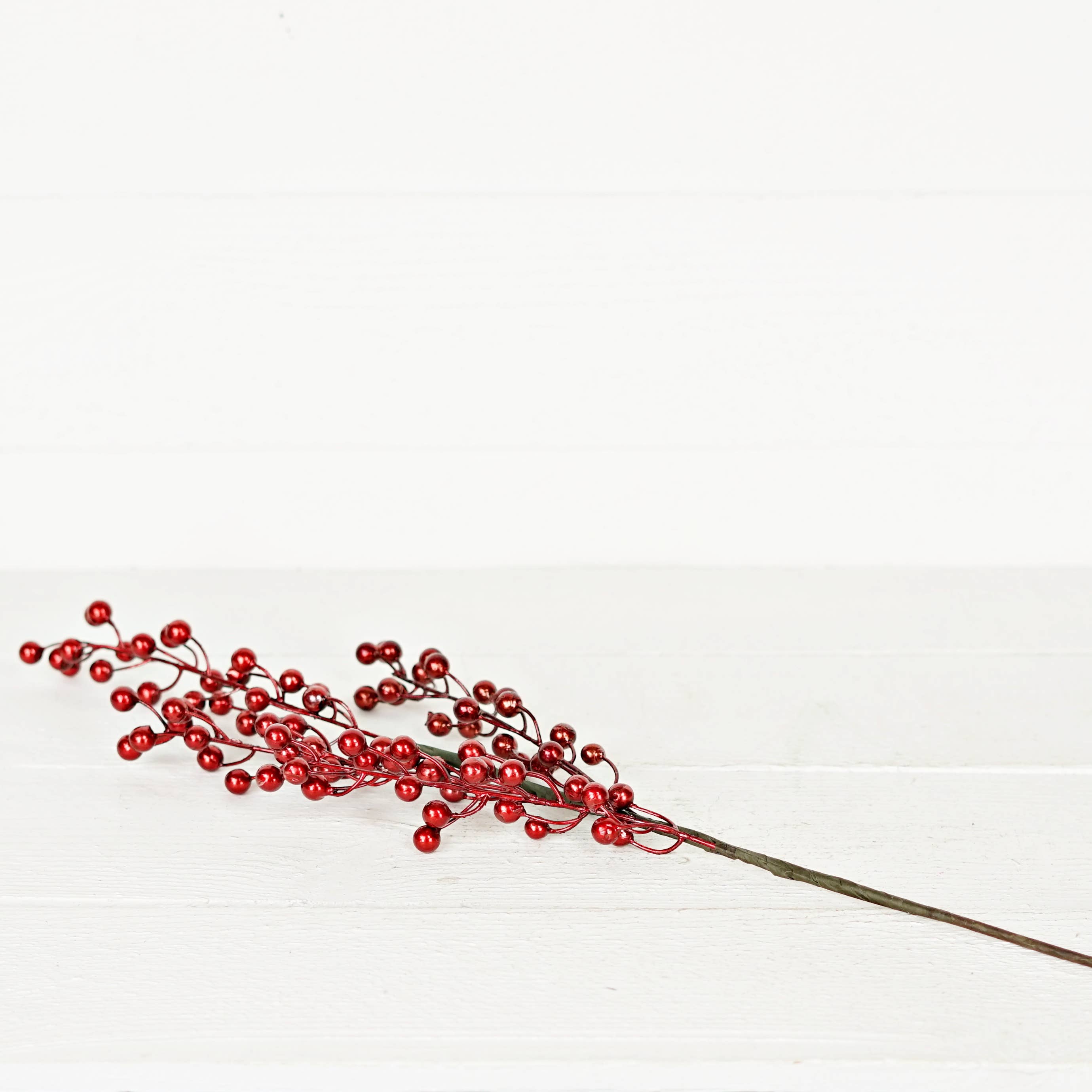 Impressive Enterprises, Inc. - Wholesale Christmas Decoration - ISB73831- 24"Metalic Holly Berry Branch-Red-2