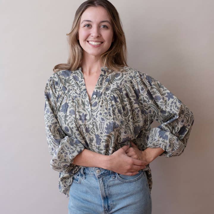 Isobel Top - Posie Light Moss für den Großhandel von Graymarket Design