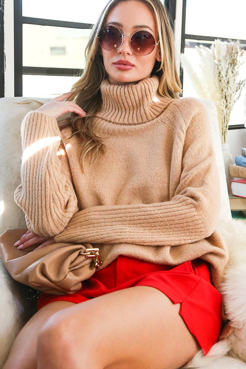 Vine & Love - Wholesale Knit Sweater - Women's - Perfectly Soft Turtle Neck Solid Knitted Sweater VT31723-18