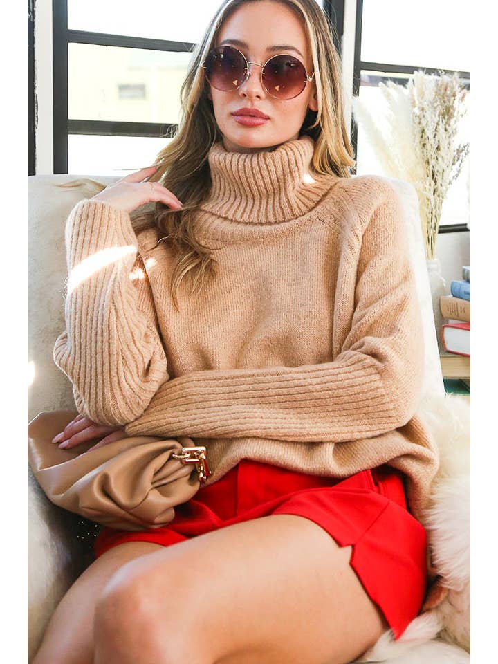 Vine & Love - Wholesale Knit Sweater - Women's - Perfectly Soft Turtle Neck Solid Knitted Sweater VT31723-18