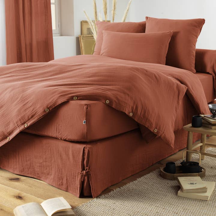 L'effet Papillon - Wholesale Bedding pillowcase/sham - GAÏA Terracotta gauze cotton pillowcase 50 x 70 cm2
