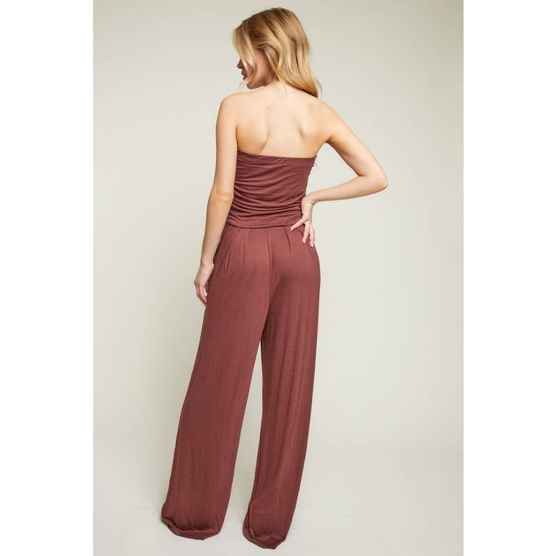 Popular 21 - Vente Combinaison – femme - Combinaison en tricot à jambes amples et sans bretelles à haut tube10