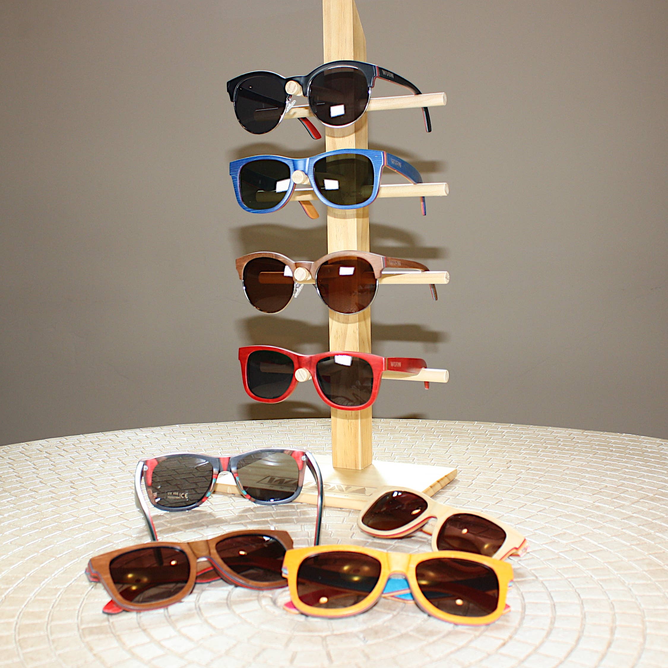 WUDN Handcrafted - Wholesale Sunglasses - Unisex - WUDN Bamboo Retail Sunglasses Display Fixture (4-Pair)0