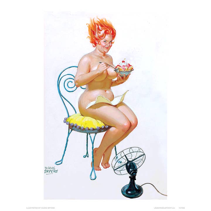 Laughing Elephant - Wholesale Art Print - Hilda with Ice Cream - Pin Up Girls Print