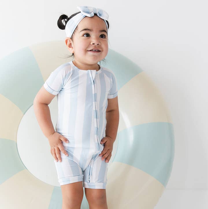 Charlie Lou Baby - Wholesale Jumpsuit - Baby - Zipper Shortie Romper | Cotton Candy Stripes0