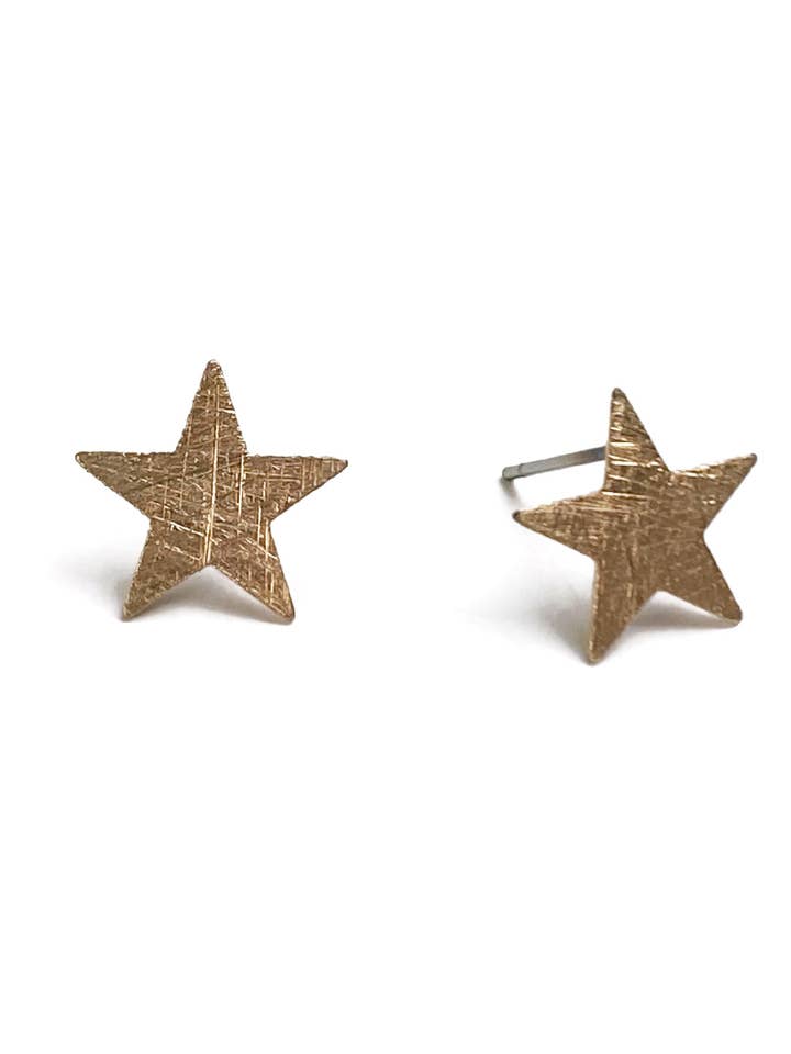 Scratched Matte Star Stud Earrings for wholesale by Juniper Wish
