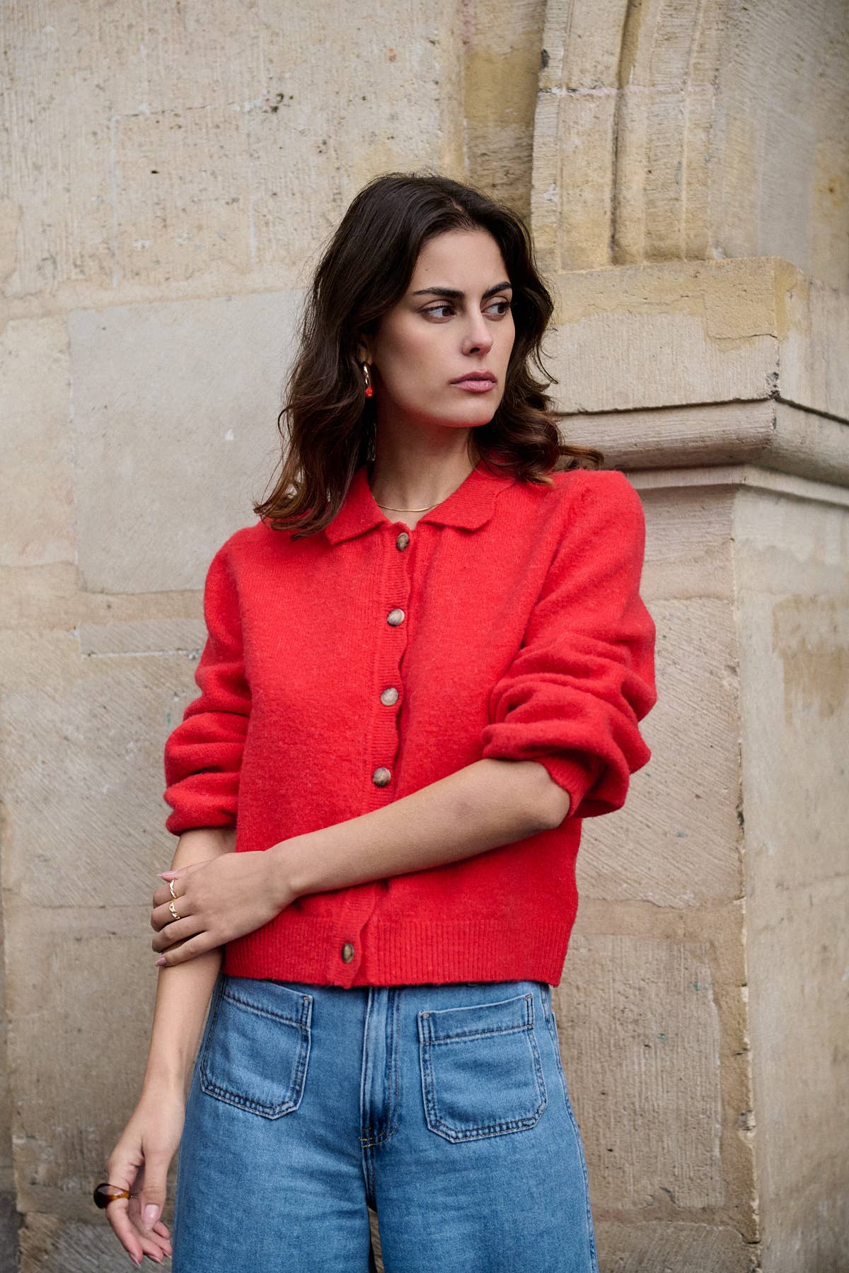 Nathael Paris – Cardigan - Mulher por atacado – Cardigã de alpaca e lã com gola festonada2