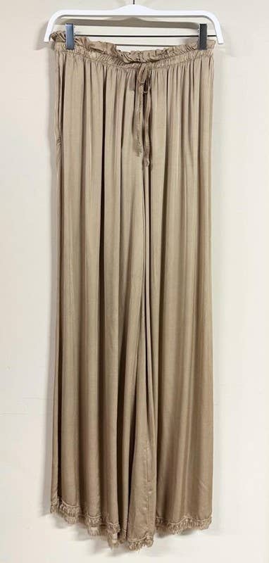 VENTI6 - Vendita all'ingrosso Pantalone - Donna - PANTALONI A GAMBA LARGA CON ORLO A FRANGE IN SETA ITALIANA (6109)31
