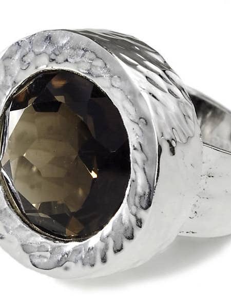 Voldsramte sten cirkel Cocktail Ring Smokey Quartz for engroshandel hos Sikara & Co.