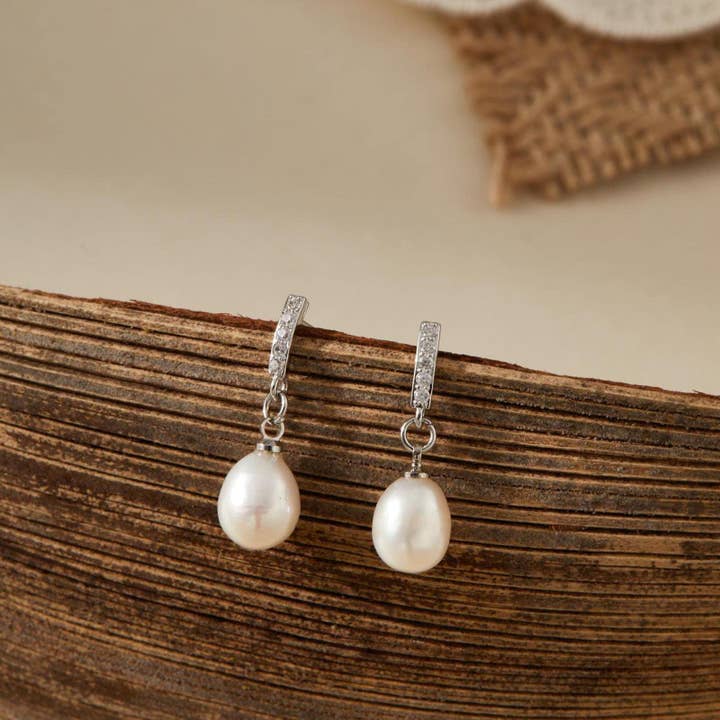 paperln - Wholesale Dangle Earrings - Elegant Freshwater Pearl & CZ Bridal Drop Earrings5