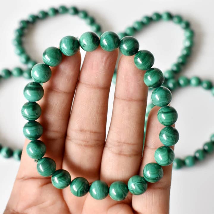 Soothing Crystals - Vente Bracelet de perles - Bracelet de guérison | Malachite synthétique | Bracelet en pierres précieuses2