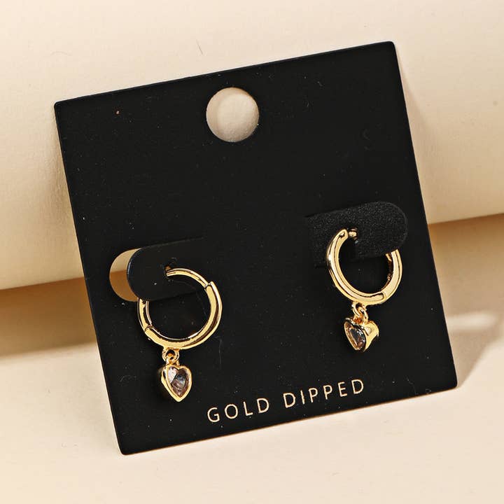 Guld doppade strass hjärtat Puggie örhängen för wholesale av Anarchy Street