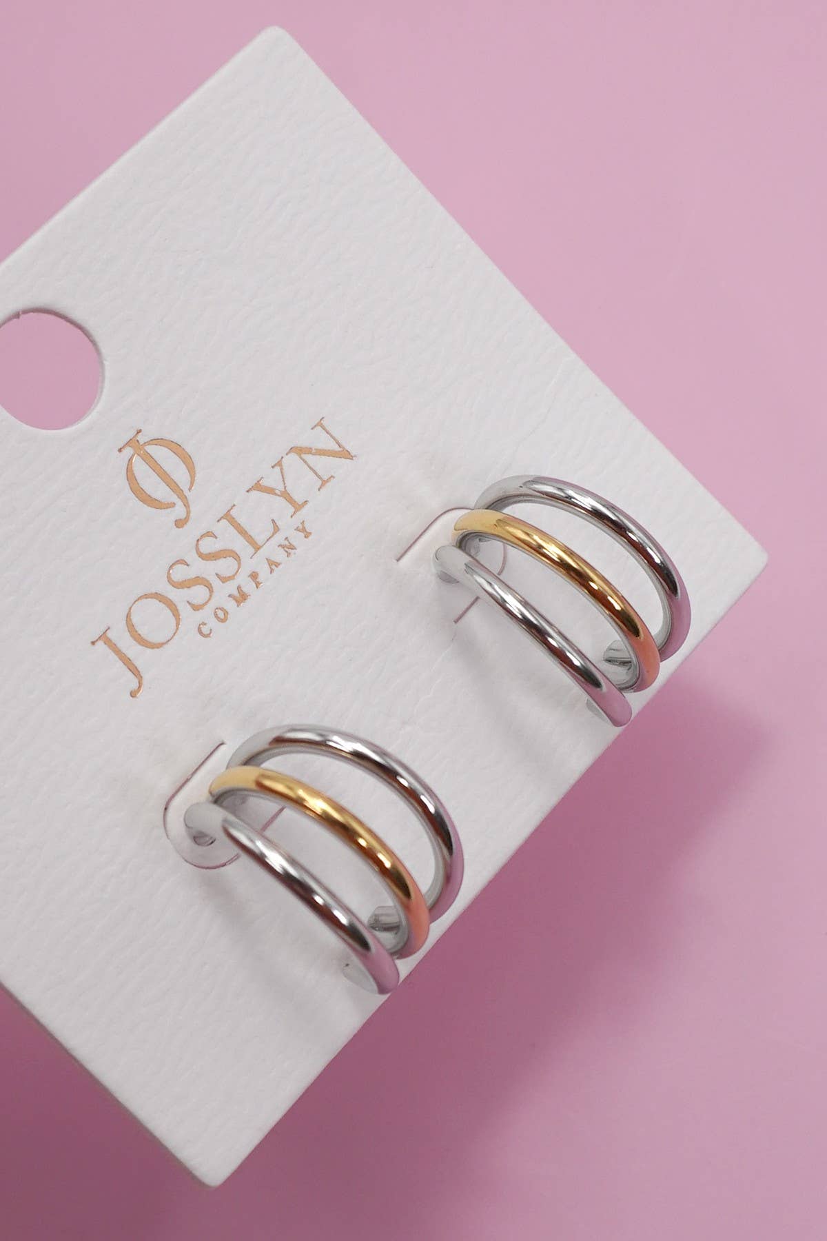 TWO TONE 18K Stainless Steel Tarnish Free Waterproof Hoop | 40E369 for wholesale on Faire1