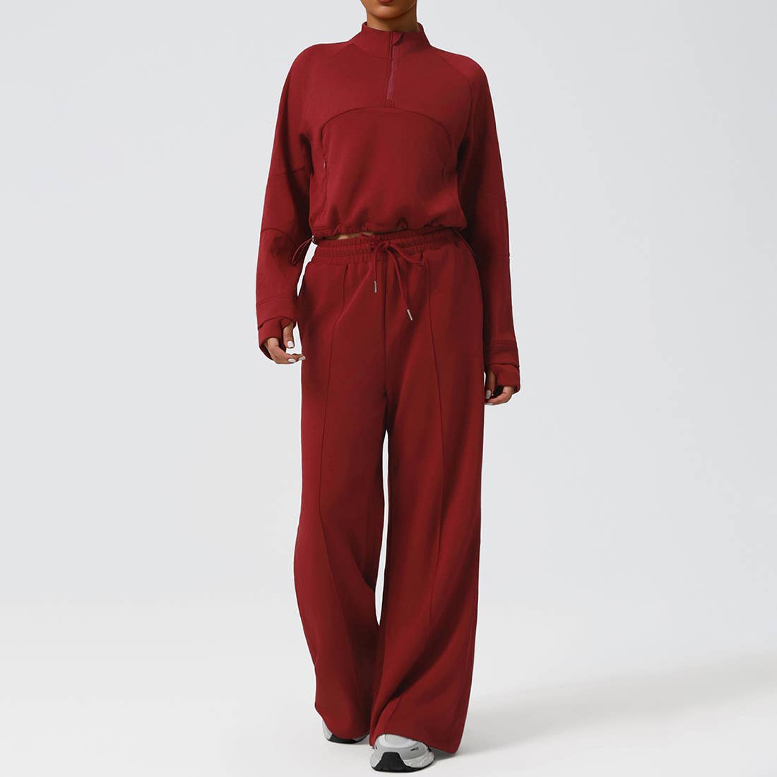 Sodalemon - Wholesale Activewear Set - Women's - Women Casual Sporty Set: Half Zip Pullover + Wide Leg Pants17