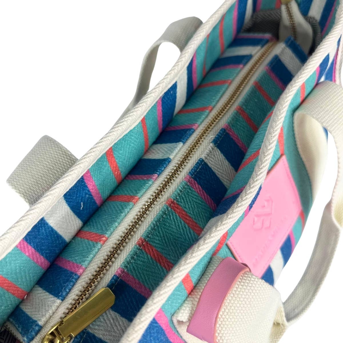 Maria Victoria - Wholesale Tote Bag - Women's - MV Canvas Striped Tote Blue4