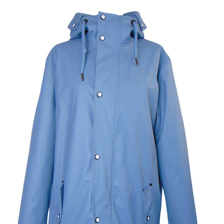 Rain jacket man smoked blue for wholesale by Schmuddelschnute