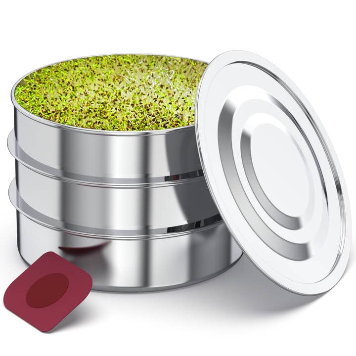 Stainless Steel Seed Sprouter Kit - Stackable 3-Tier Trays for wholesale by ZestiGreens