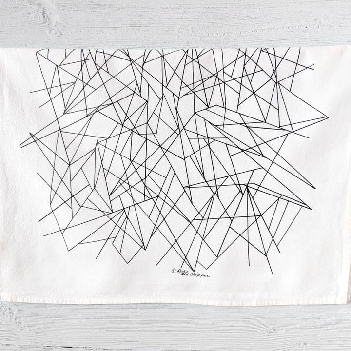 Abstracte lijnen theedoek voor wholesale door Ruby Red Skipper