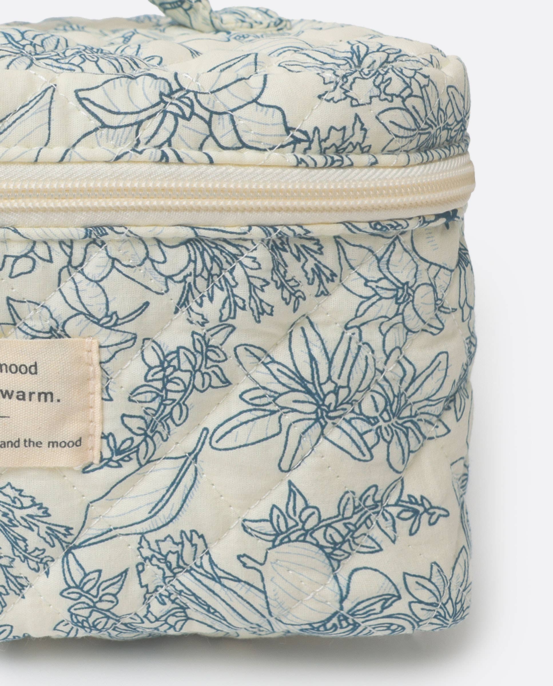 Blue Toile De Jouy Vanity Case With Handle 25 for wholesale on Faire3