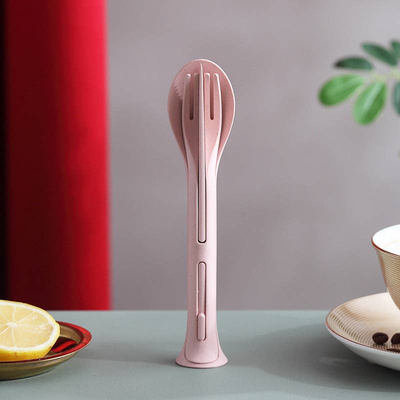 Mix Match Colors Biodegradable Reusable Wheat Straw Cutlery Set for wholesale on Faire9