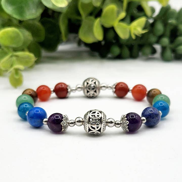 Pulsera elástica con piedras preciosas semipreciosas Peace Chakra 7.5 para venta al por mayor de Meraki Gemstones