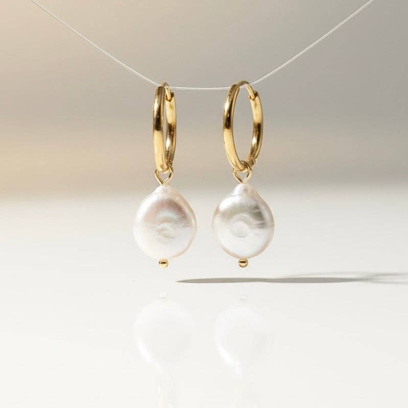 DUESTELLE ITALIA – wholesale Huggieörhängen – Bianca hoops - 2-i-1 huggie-örhängen med pärlberlocker0