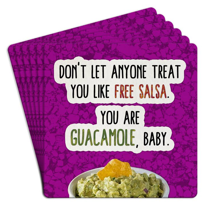 Paper Coaster 6pk Don't let anyone treat you like free salsa for wholesale by Tipsy Stickers