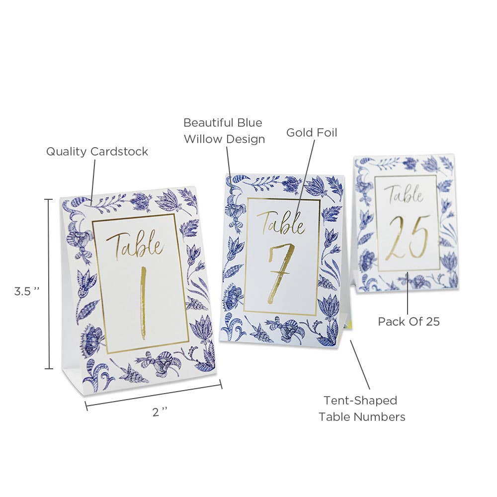Kate Aspen - Wholesale Place Card / Place Holder - Blue Willow Wedding Table Numbers (1-25)3