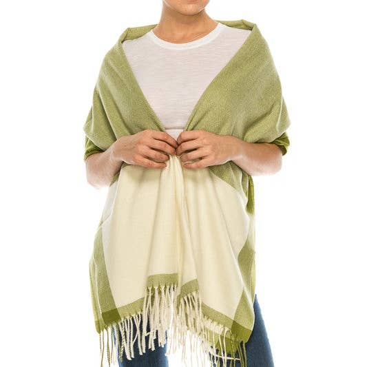 TAPA fashion – wholesale Scarf – Women's – Two Tone Cashmere Feel Block Pattern Scarves SCF6560 (12PC)1