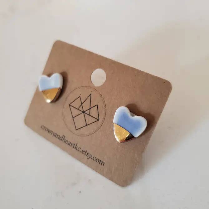 Crown & Heart - Vente Clous d'oreille - Boucles d'oreilles en forme de cœur1