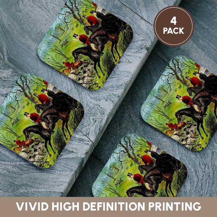 3dRose - Wholesale Coasters - 3dRose, Life of King Edward No. 26 The Fox Hunt Vintage Magic Lantern 1910, Coaster12