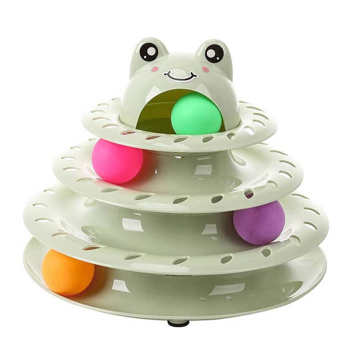PAWPAWwholesale - Wholesale Pet Toy - Cat - Frog Head 4-Layer Interactive Cat Toy Turntable_CWMM51851