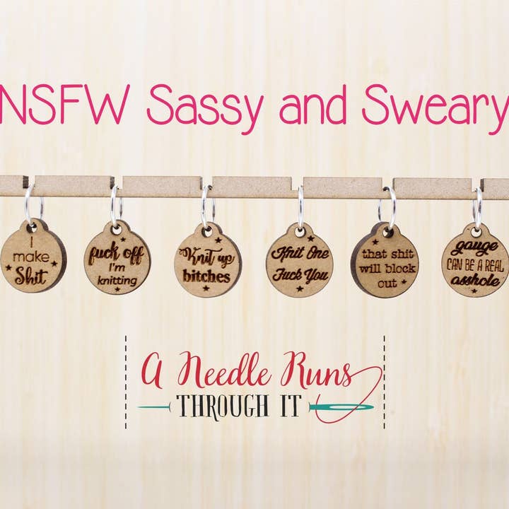 Sassy & Sweary - Marqueurs de mailles (ensemble de 6) pour la vente par A Needle Runs Through It