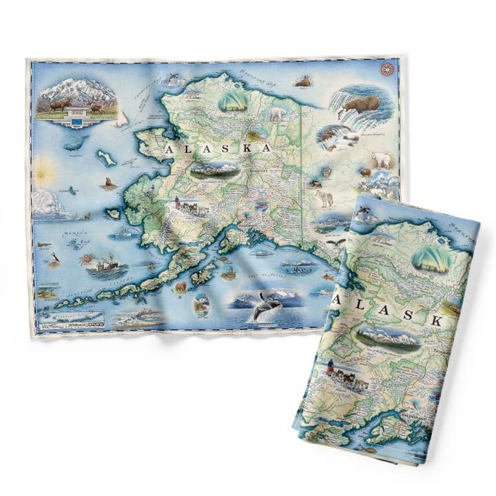 Serviette de cuisine Alaska State Map pour la vente par XPLORER MAPS