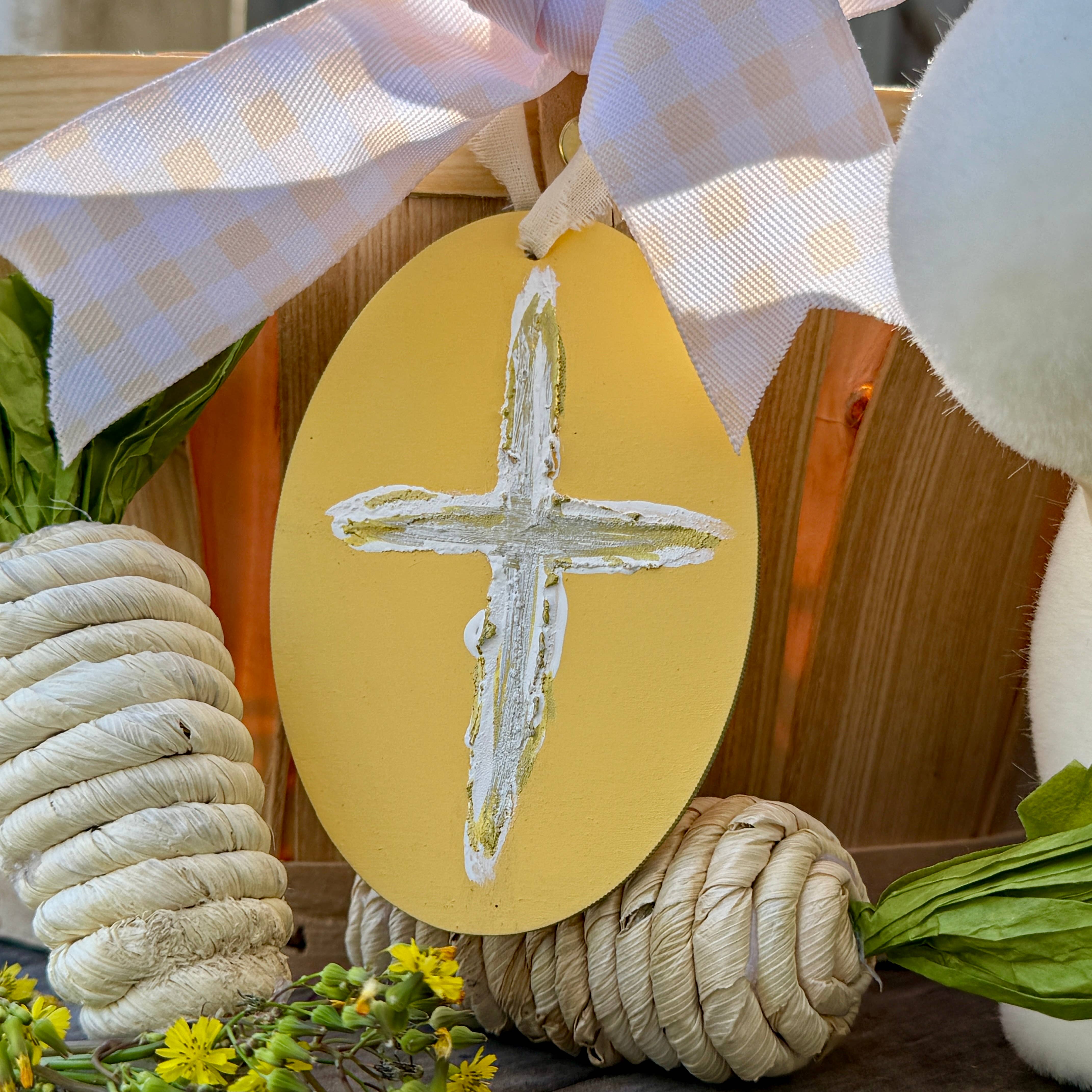 Geaux Magnolia - Wholesale Ornament - Cross Easter Basket Tag Ornament Spring Religious Decor2