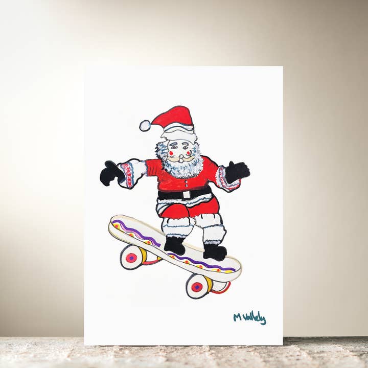 Santa On A Skate Board by Mary for wholesale by HomeLess Made