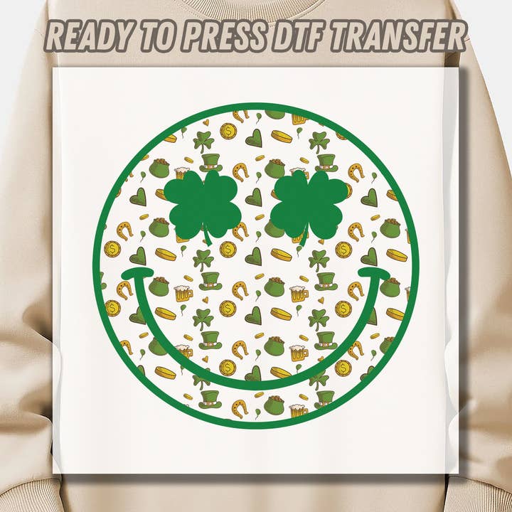 Lucky Smiley Smile Face DTF Transfer druckfertig für den Großhandel von Springs Design