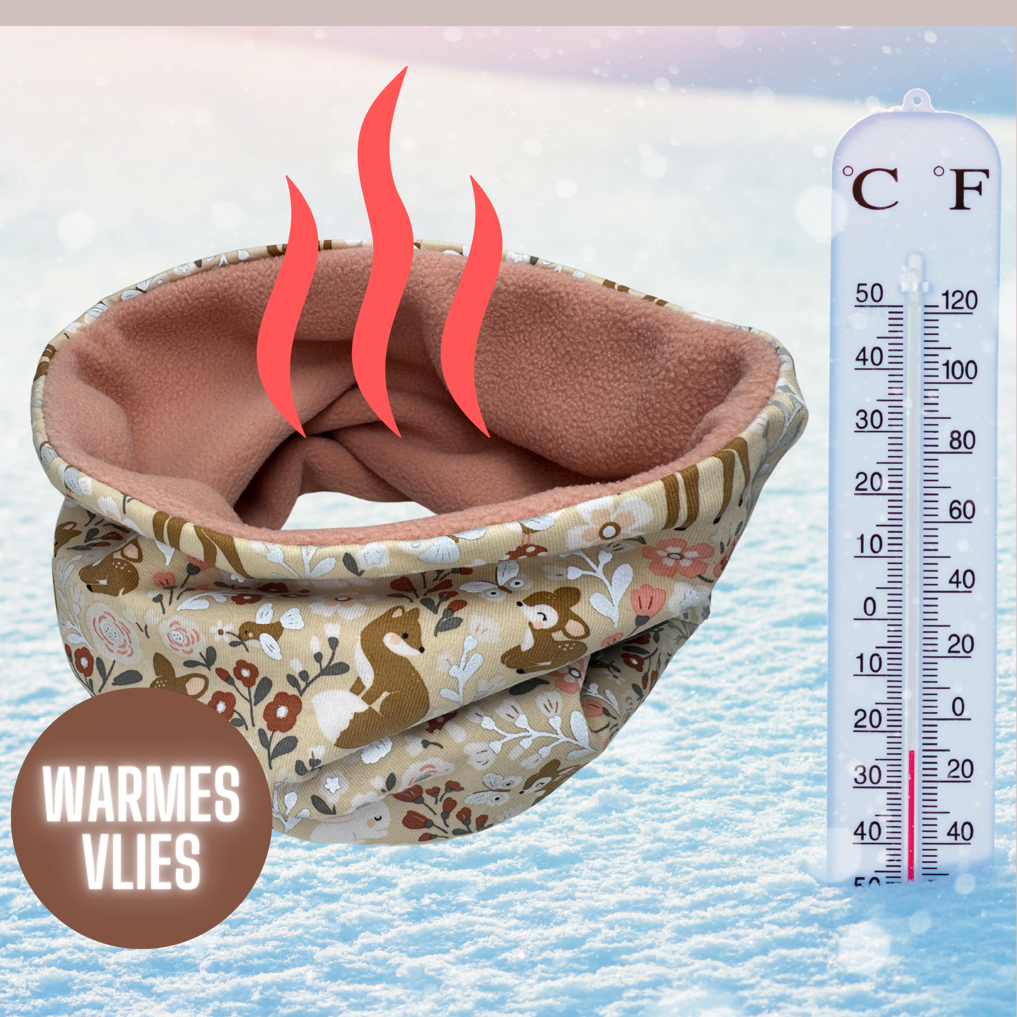 HECKBO - Wholesale Beanie - Kids - 360° Reflector Beanie & Loop – Forest Animals - Fleece Inside3