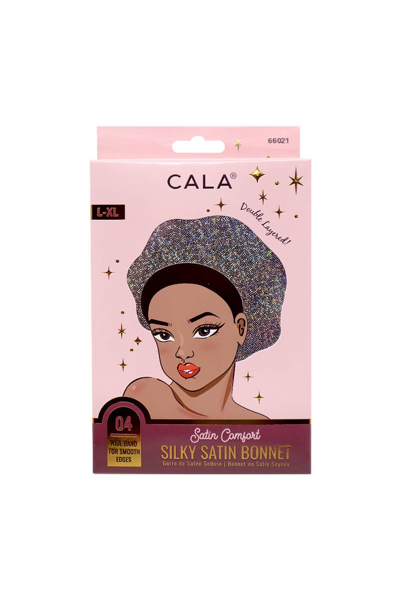 PINEAPPLE Beauty – wholesale Sleep cap / bonnet – women's – CALA 66021 Shiny Silver Satin Comfort Silky Satin Bonnet - 61