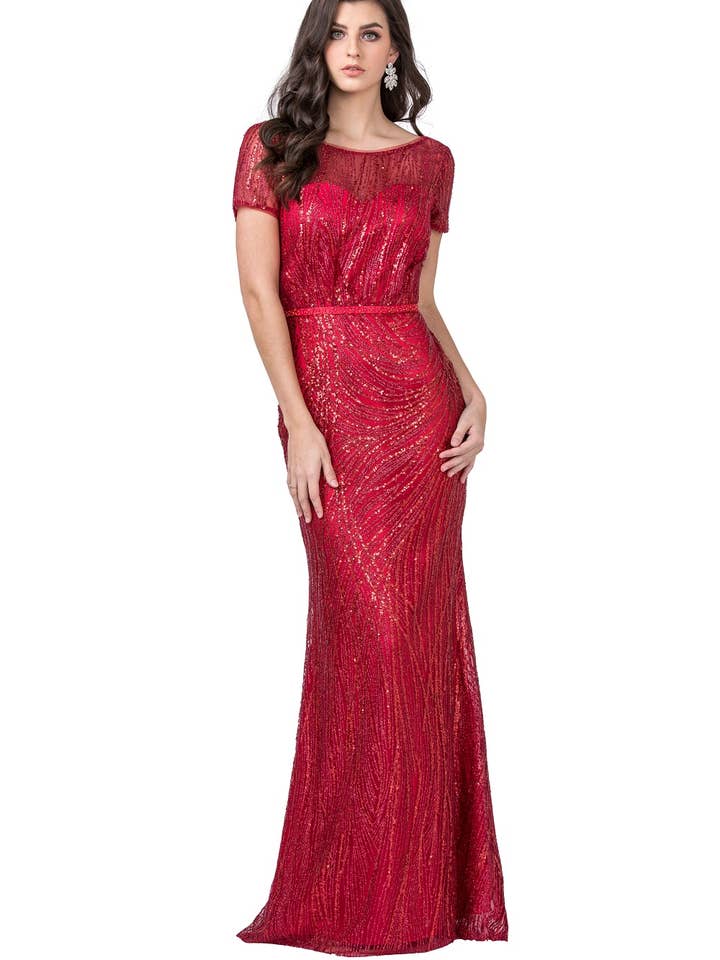 SP 1231A Glitter pyntet kjole til brudens mor for engroshandel hos Anny Lee