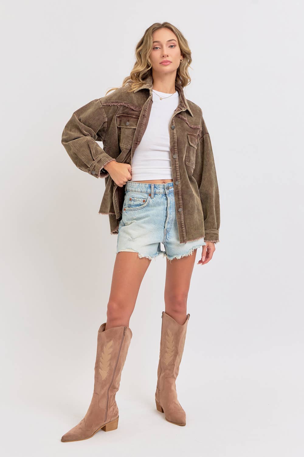 Sweet Lovely by Jen - Wholesale Shirt Jacket/Shacket - Women's -  CORDUROY SHACKET MINERAL WASHED COWBOY WESTERN COMBINED10