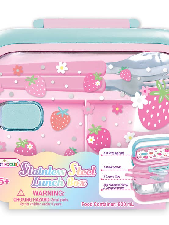 Stylish Stainless Steel Lunch Box, Strawberry for wholesale by Hot Focus, Inc.