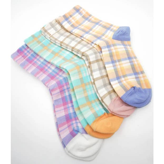 Comfortarians - Wholesale Socks - Women's - Plaid Pattern Socks , Women's  Casual Cotton Patterned Socks0