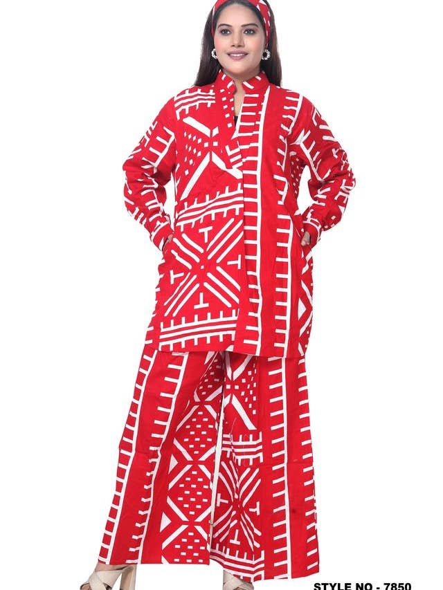 7850 - 100 % Cotton Printed 2pc Pant Set - Top + Pyjama (3 pcs per pack) for wholesale by KaraChic