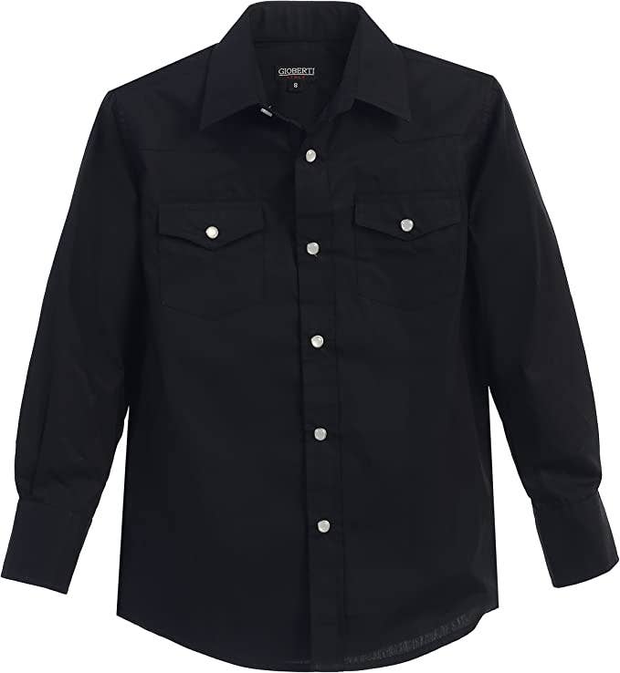 b-one inc - Wholesale Button Down Shirt - Men's - Men's Casual Western Solid Long Sleeve Shirt with Pearl Snaps GB-LS95W0