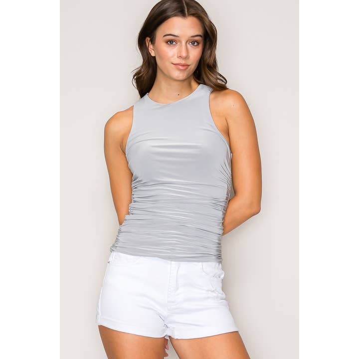 Crew Neck Racer Back Sleeveless Soft Knit Tank for wholesale by Popular 21