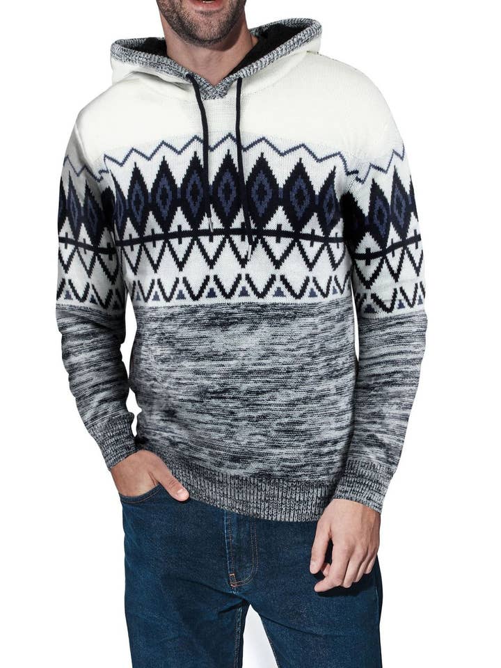 Color Block Pattern Hooded Sweater for wholesale by X-Ray Jeans