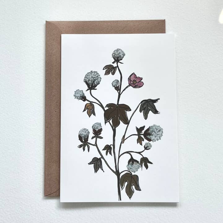 Carte pliable plante de coton pour la vente par Spitzenkunst