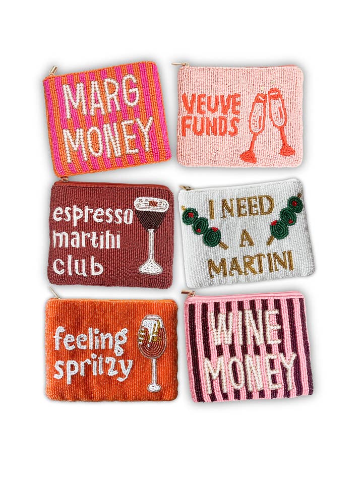 XL Luxury Beaded Coin Purse - Tipsy Sayings - Coin Pouch for wholesale by Brittyland